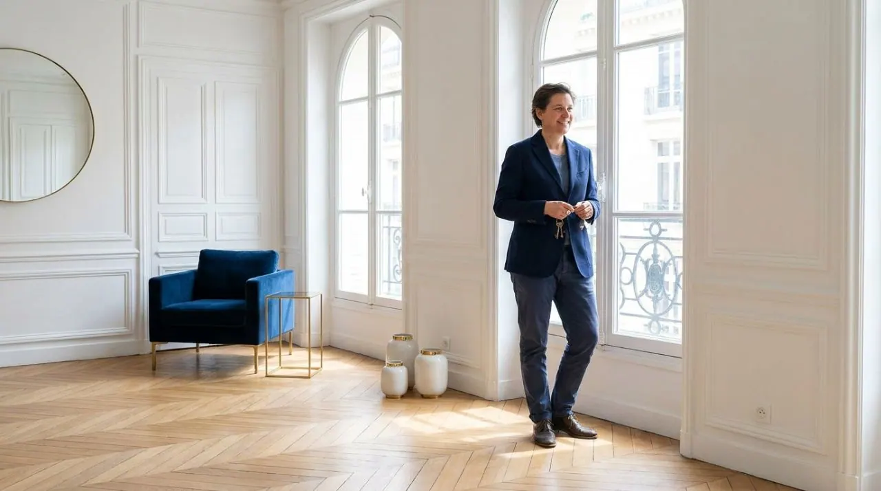 Propriétaire dans son appartement parisien, clés en main